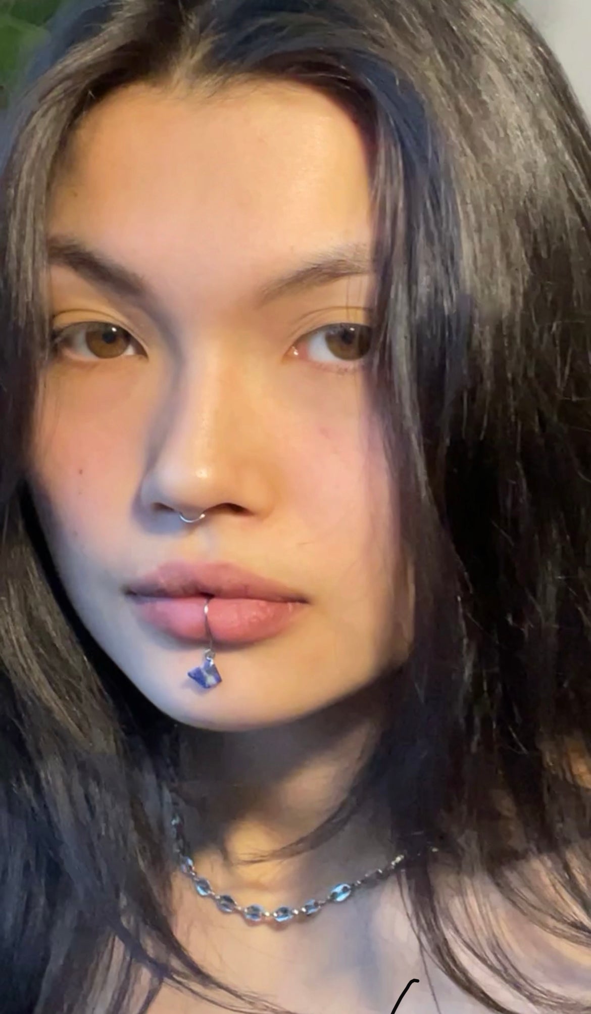 silver clear quartz lip cuff