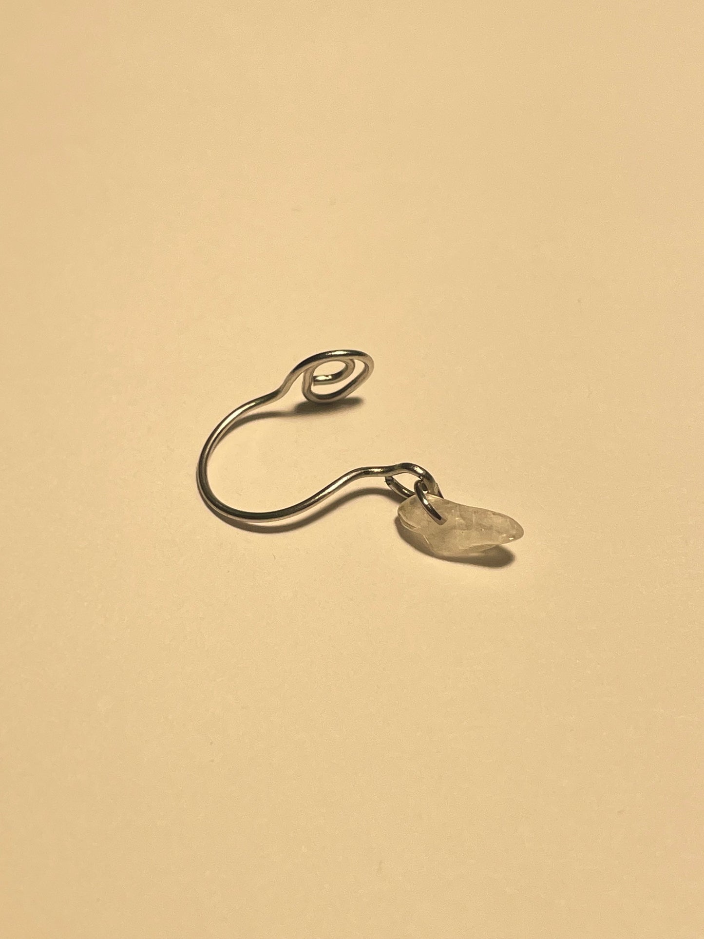 silver clear quartz lip cuff