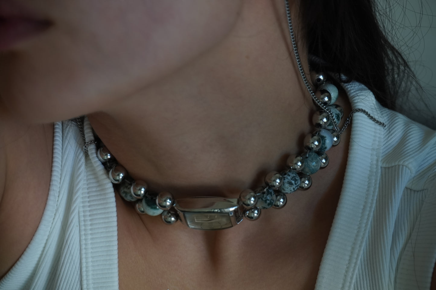 CRISTALES moss agate necklace