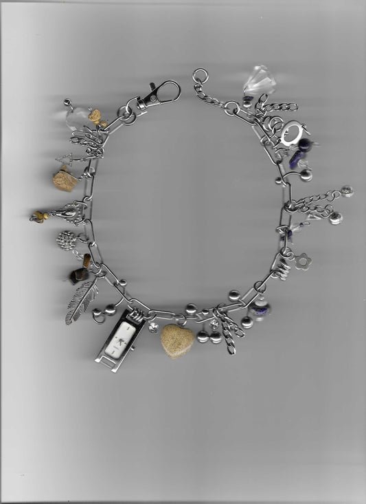 blue n brown charms necklace