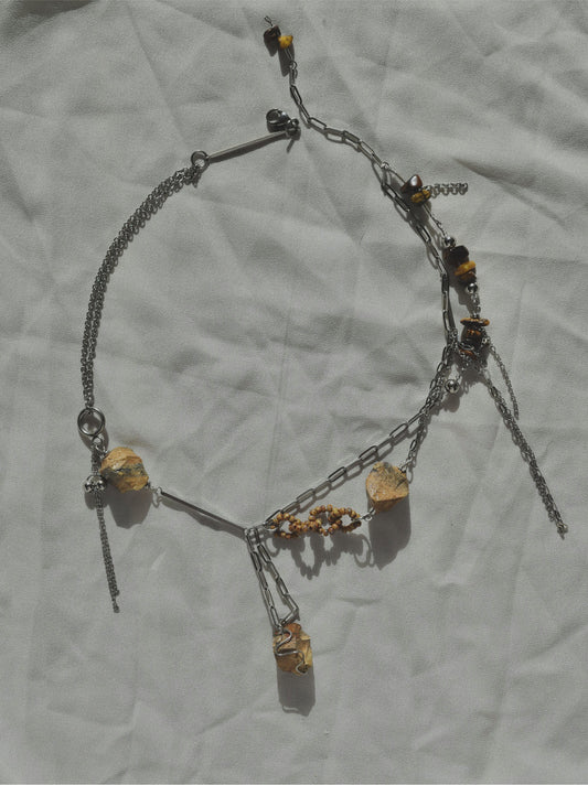 clustered petrified wood necklace