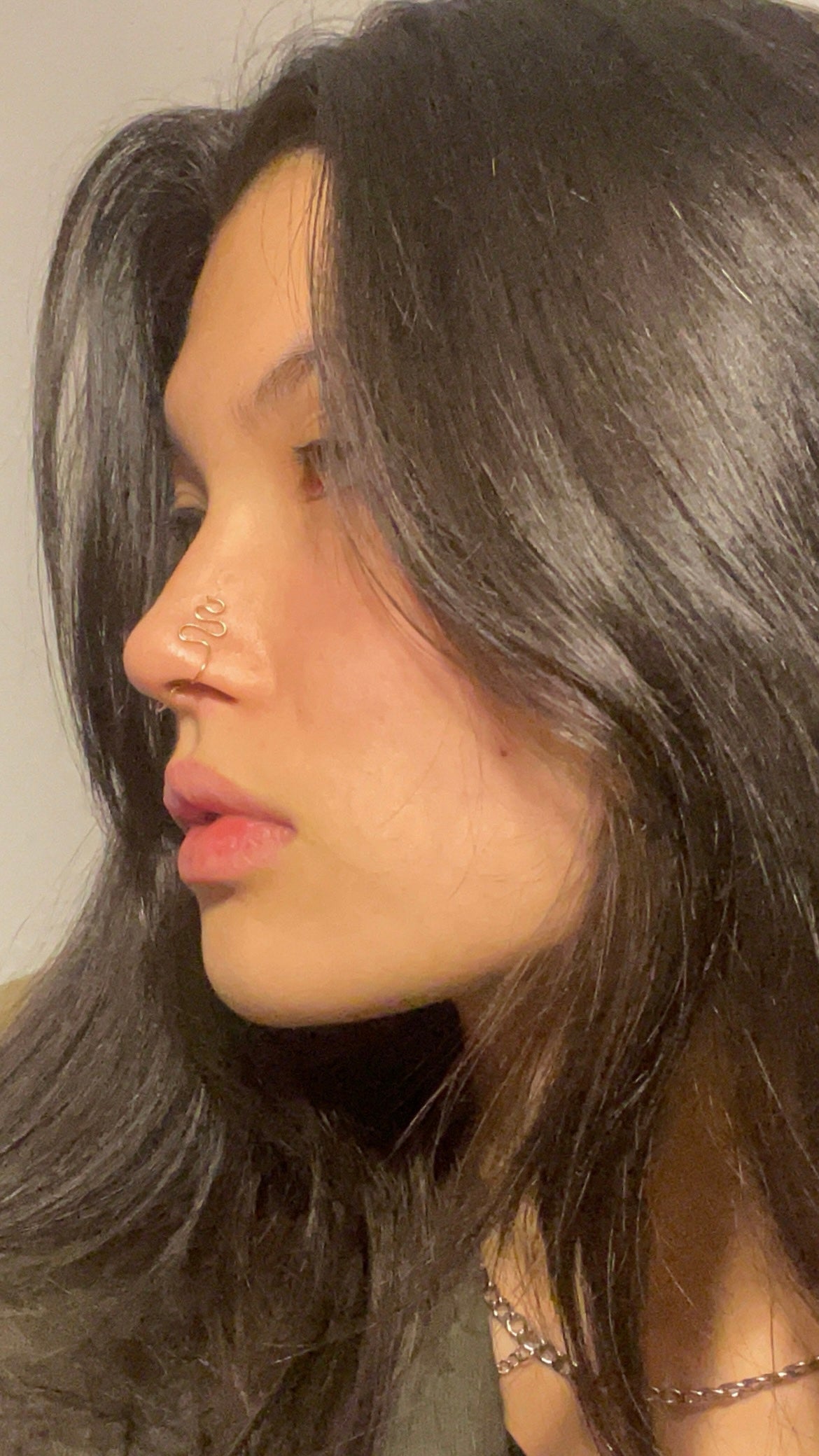 silver wavy nose cuff