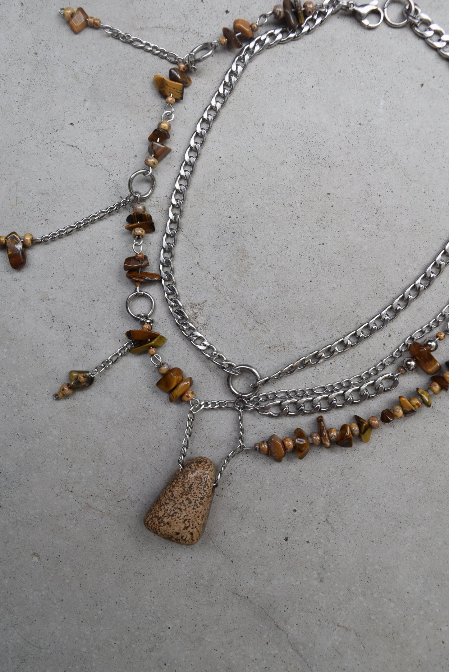 brown crystal layered necklace