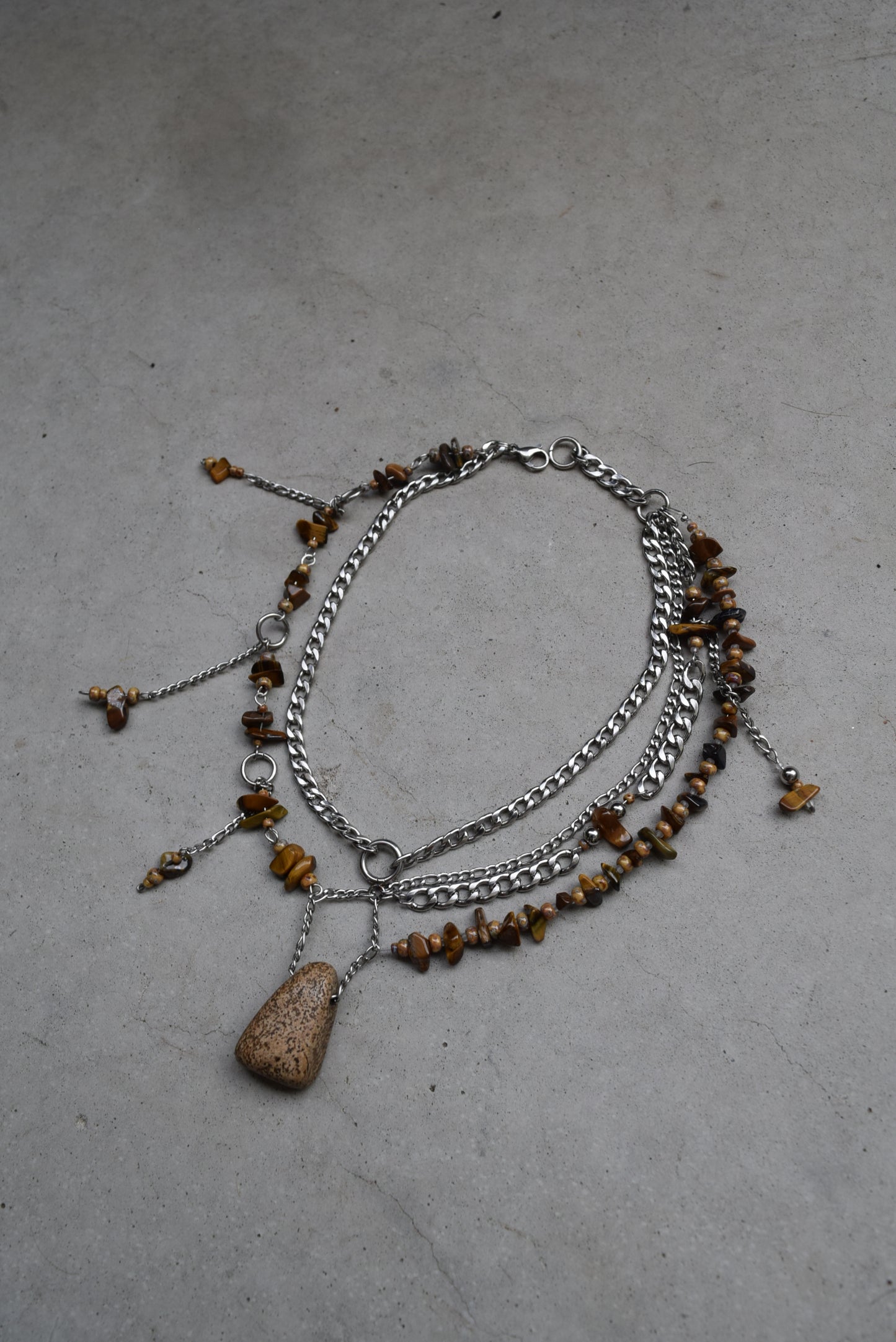 brown crystal layered necklace