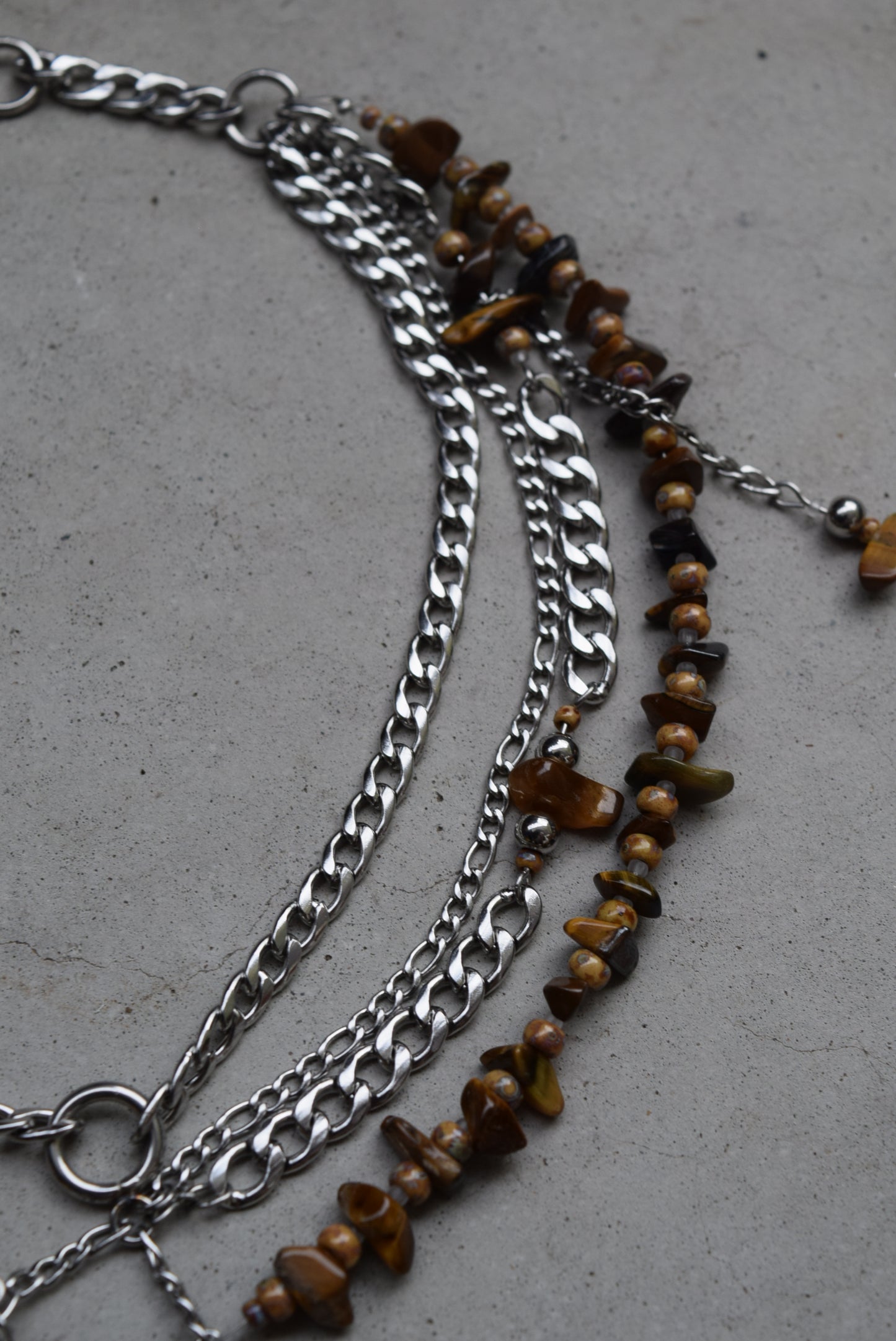 brown crystal layered necklace