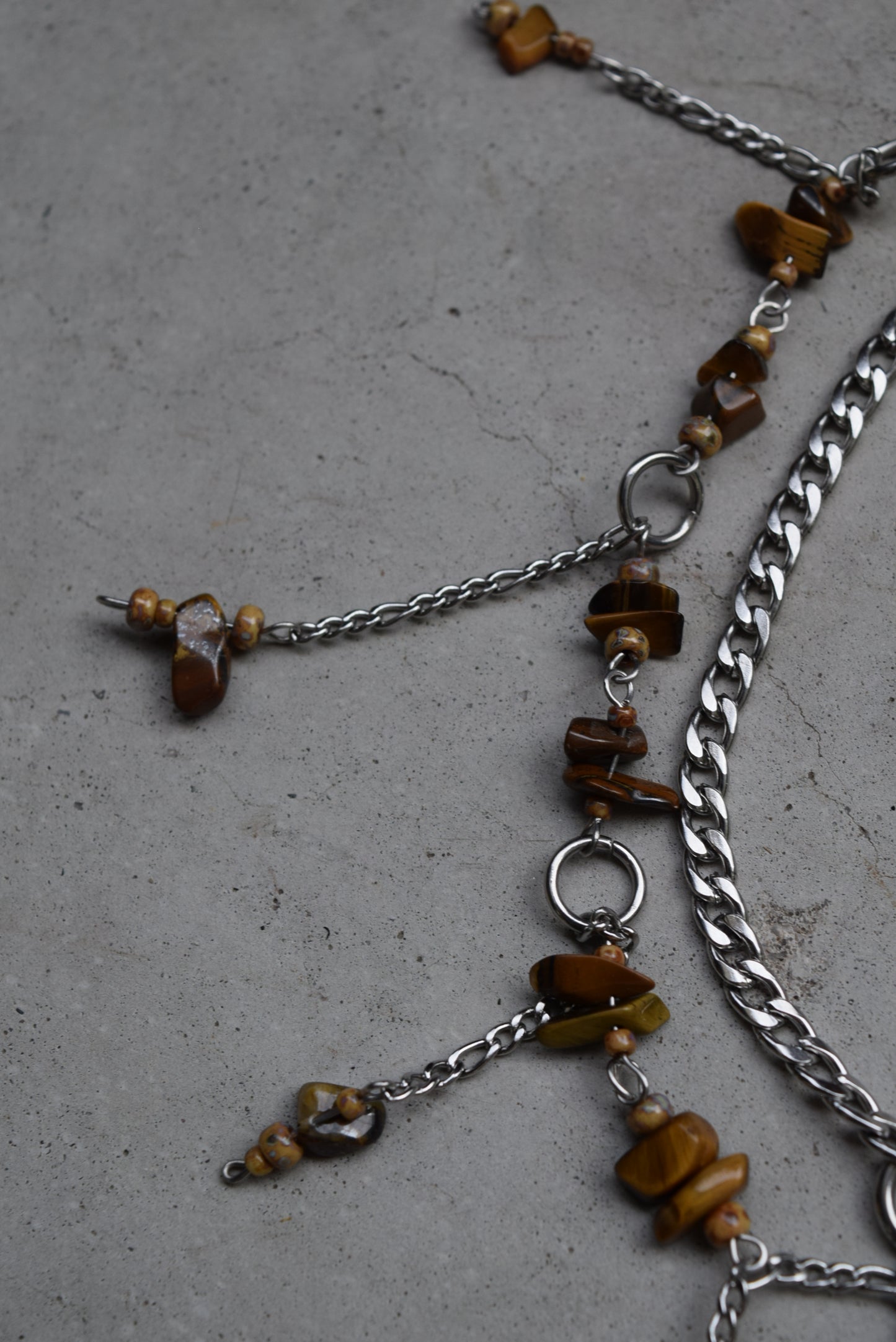 brown crystal layered necklace