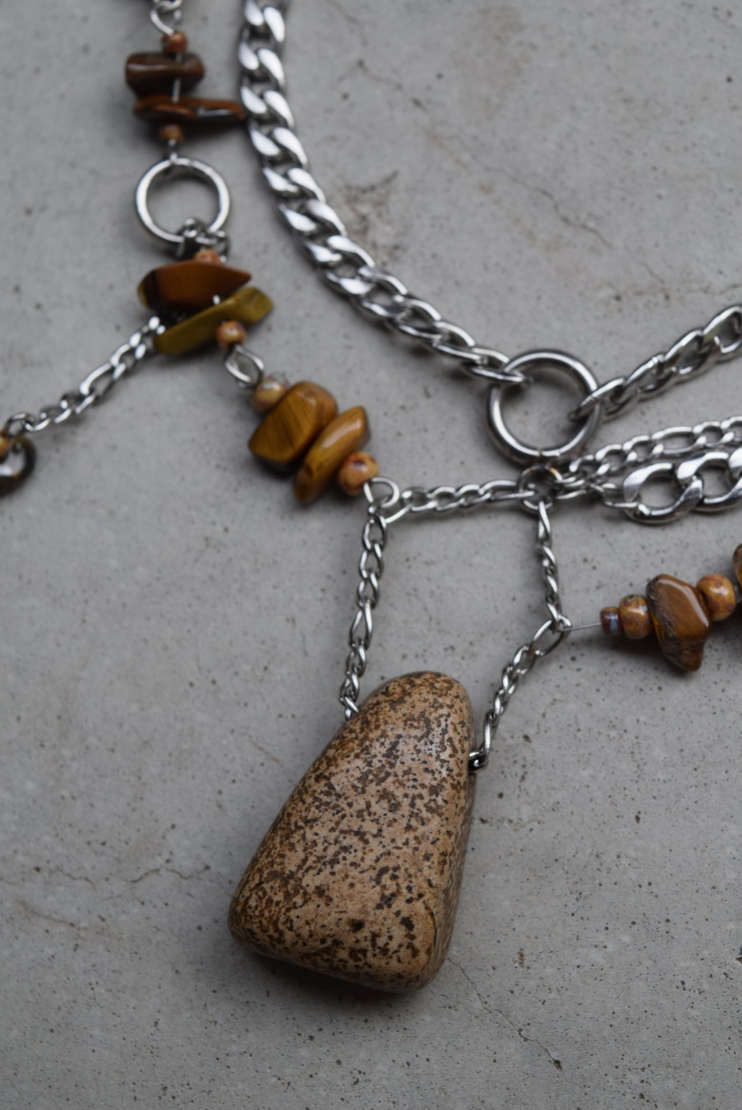 brown crystal layered necklace