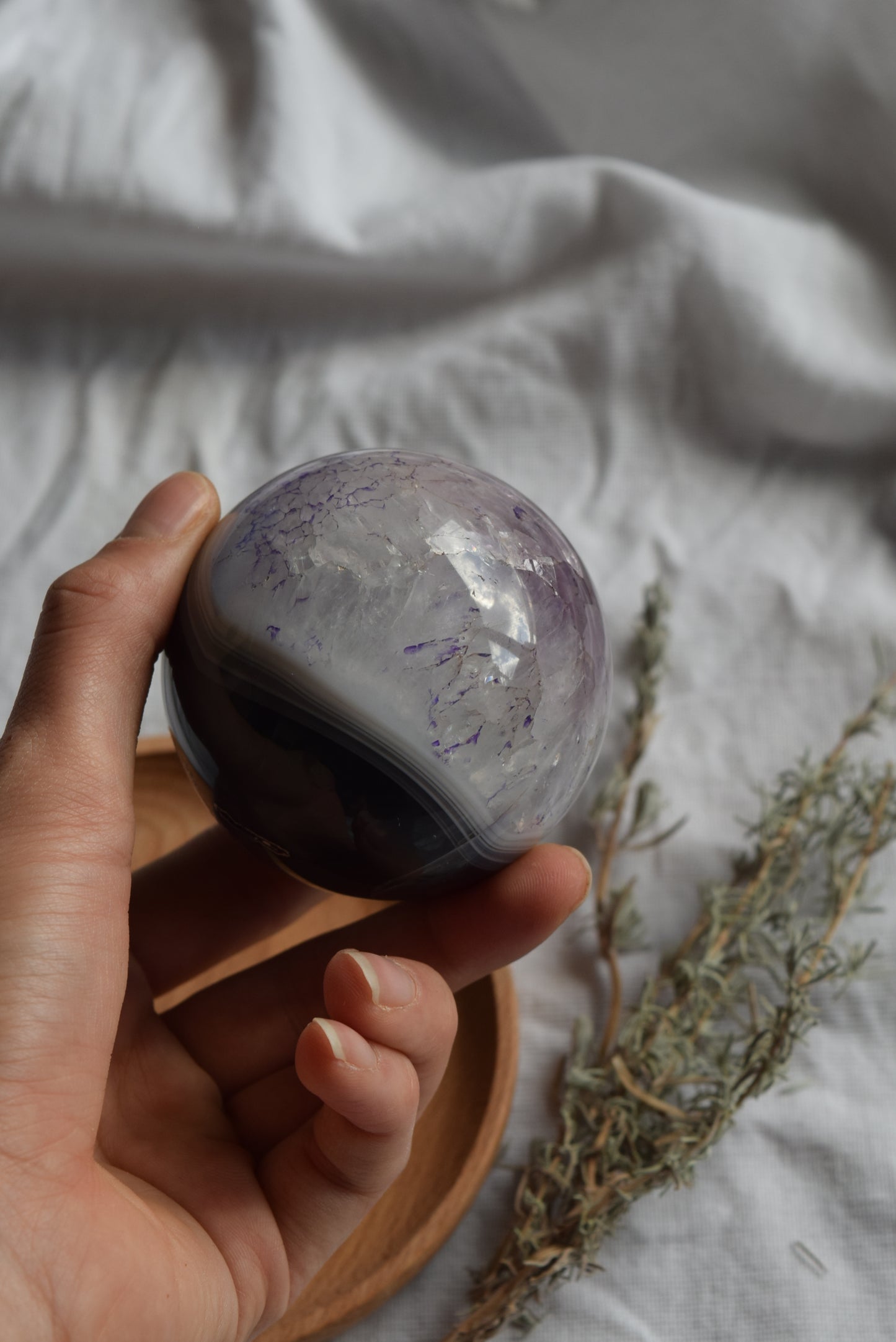 amethyst and agate crystal sphere