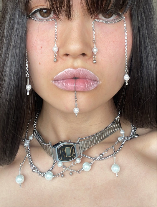 silver pearl lip cuff